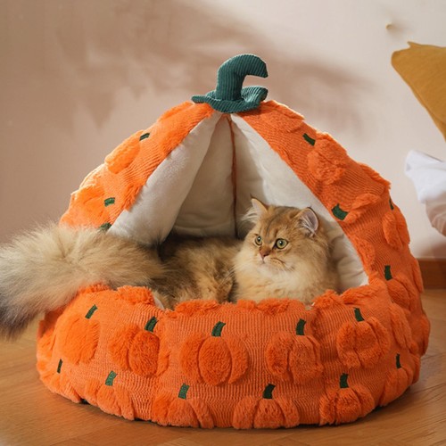 Plush semi enclosed cat bed - enclosed,