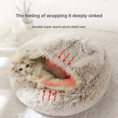 Semi enclosed plush pet bed - semi-enclosed,