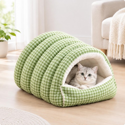 Semi enclosed pet bed with - semi-enclosed,
