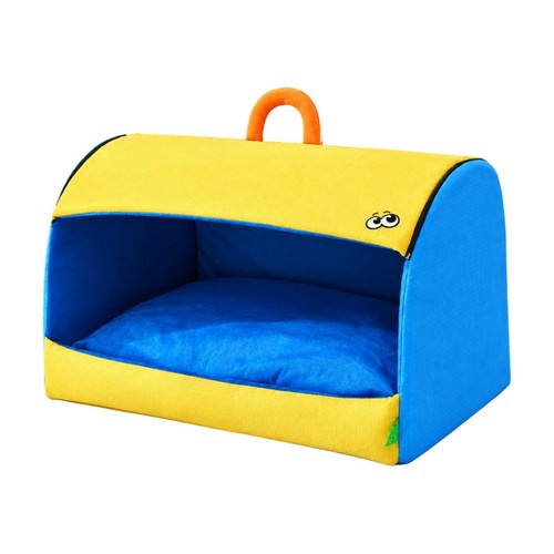 Semi enclosed dog bed with - dog,