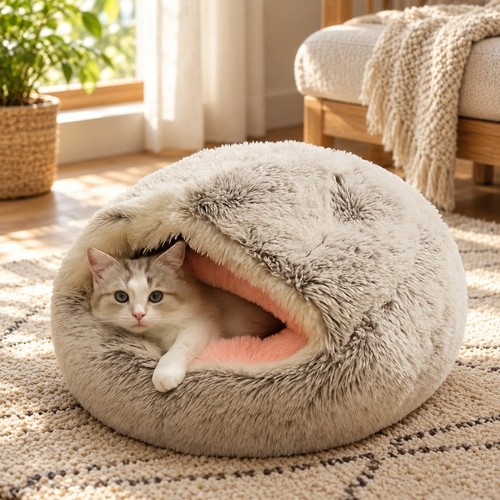 Cat bed cave winter - cat, soft