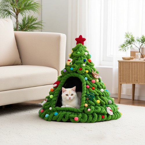 Christmas tree cat - christmas, cute