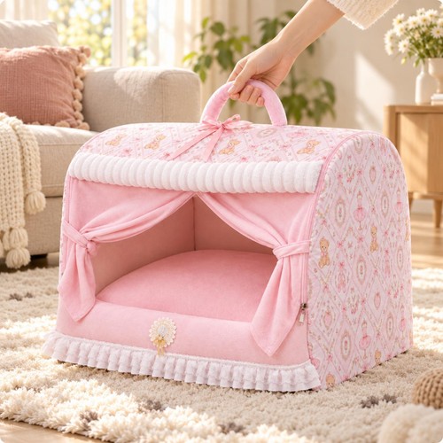 Semi enclosed pet bed with - semi-enclosed,