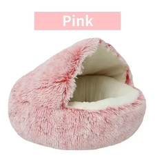 Round Plush Cat Dog Bed 2-in-1