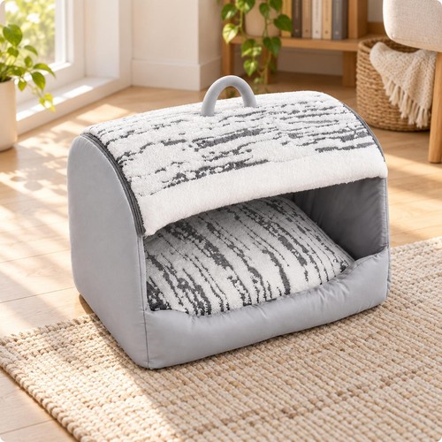 Semi enclosed dog bed with - semi-enclosed,