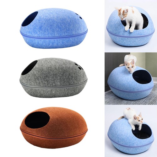 Natural felt cat bed - natural, semi